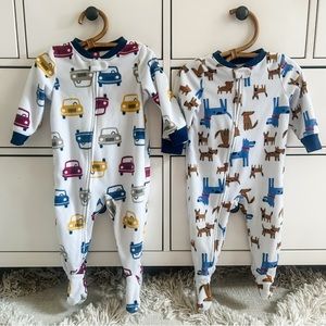 Kids One Piece Pajamas - Car and Dog Print
